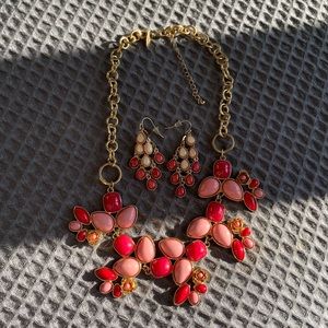 Pink and coral necklace set